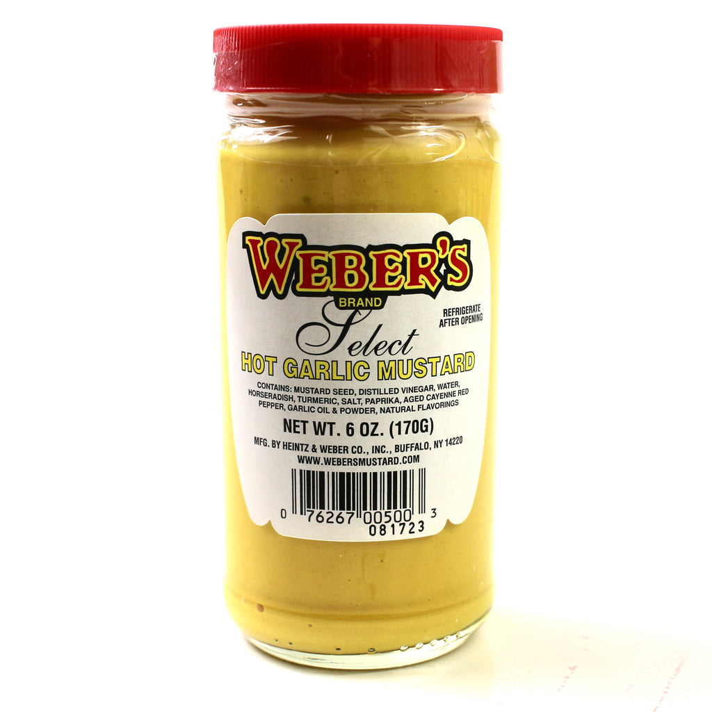 Webers Select Mustard, Hot Garlic - 6 oz